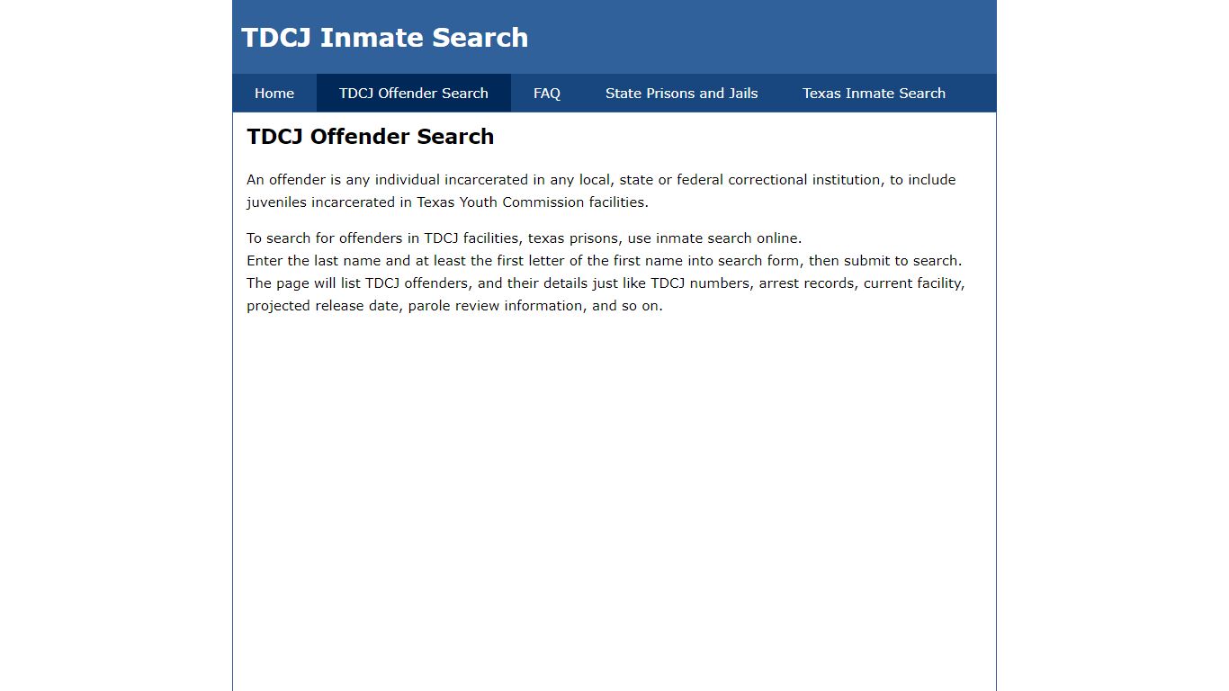 TDCJ Offender Search